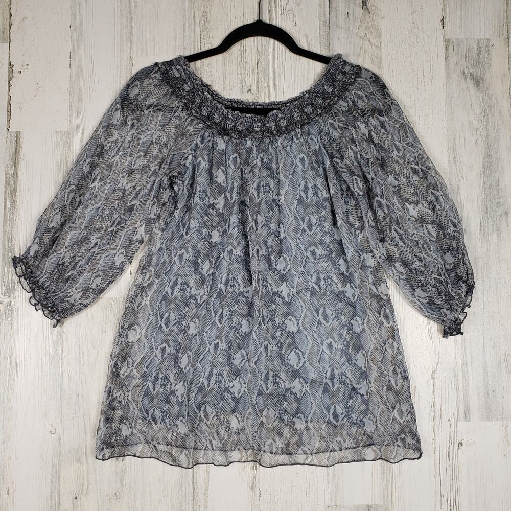 Bailey 44 Sheer Lined Off-The-Shoulder Silk Snake Print Top Women's Size Small